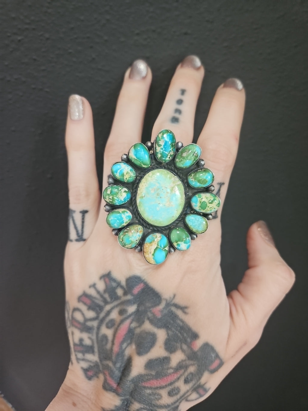 Sonoran Gold Turquoise Cluster Ring SALE