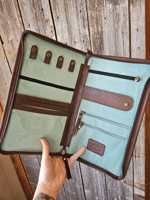 Cowhide Turquoise Tooled Leather Jewelry Case