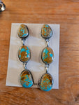 3 Stone Turquoise Earrings