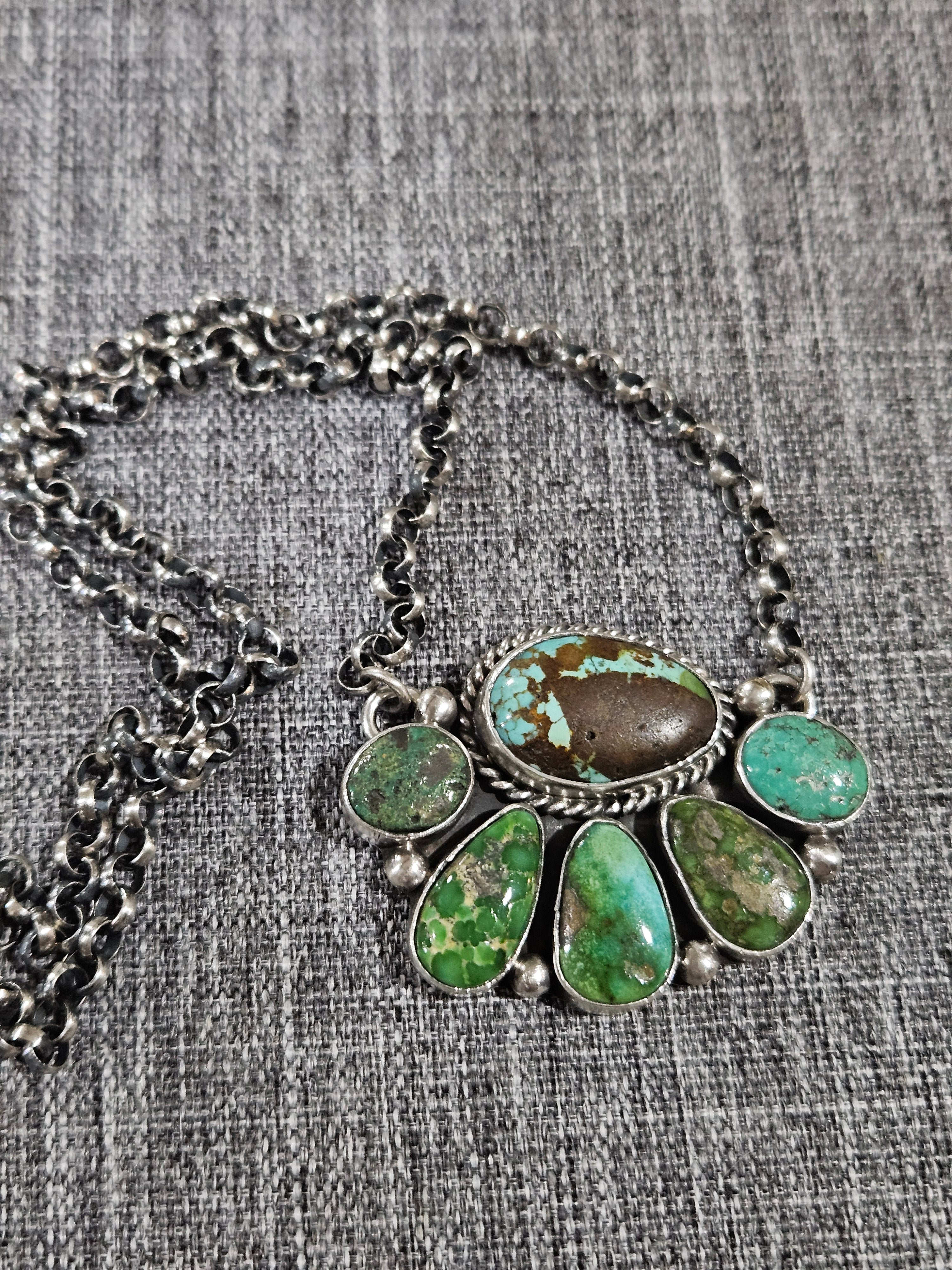 Sonoran Gold Turquoise Cluster Necklace