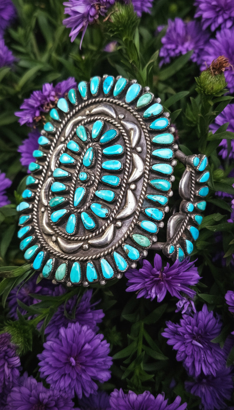 Vintage Turquoise Rainbow Cluster Cuff SALE