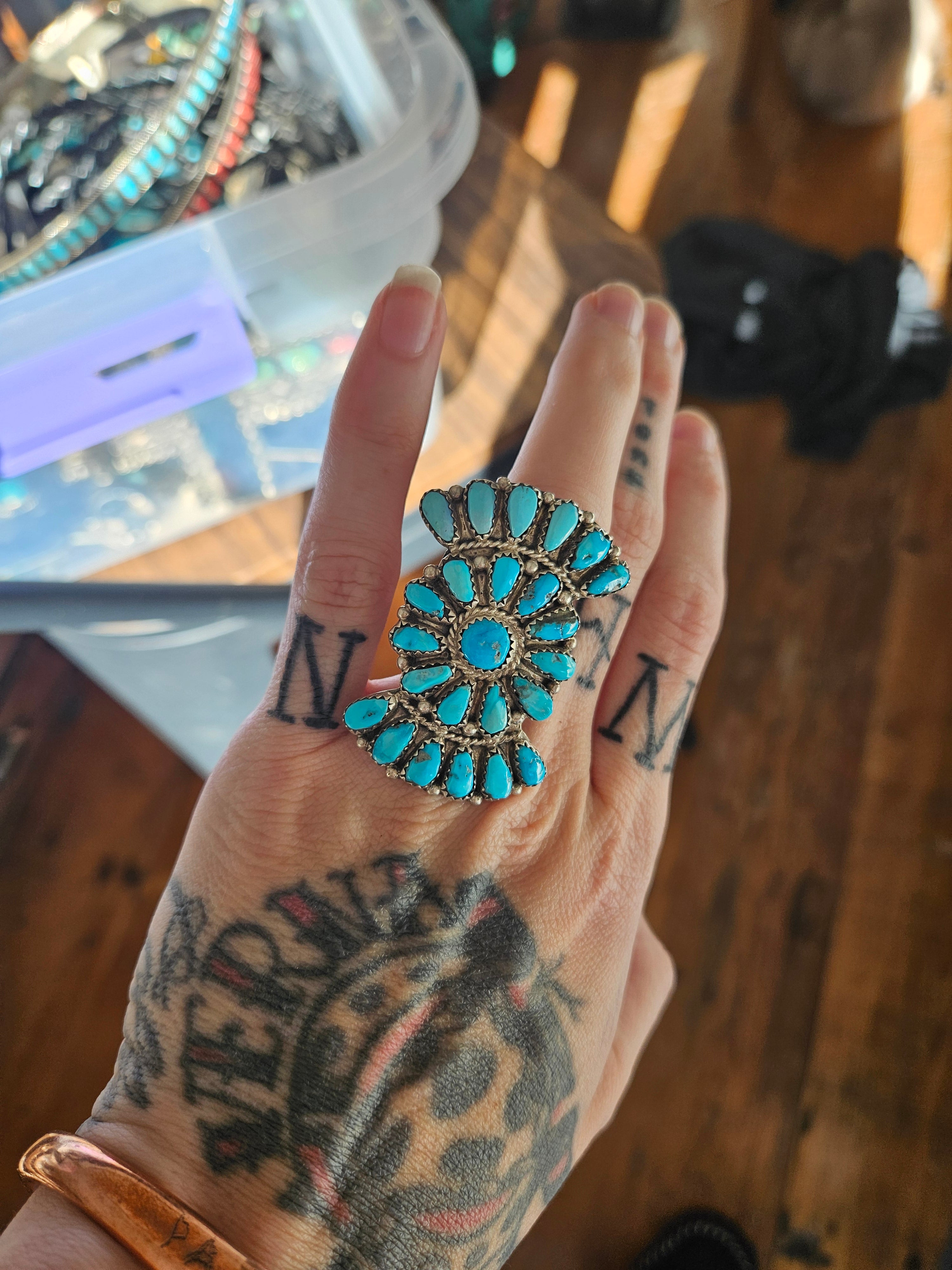 Turquoise Fan Cluster Ring SALE