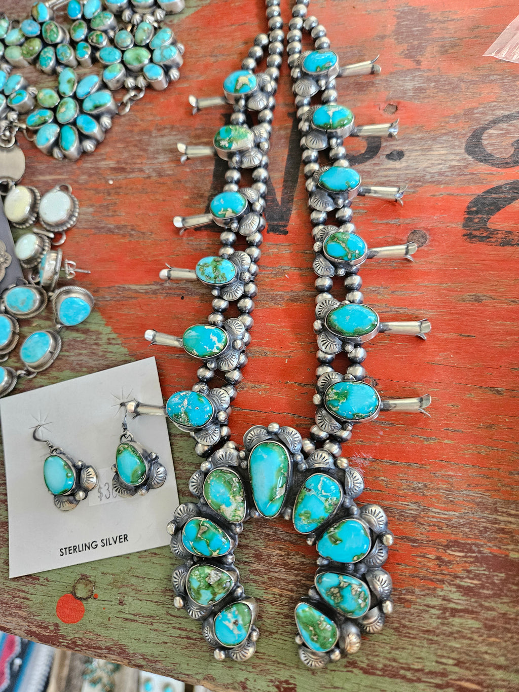 Gorgeous Sonoran Gold Squash Blossom Necklace Set SALE