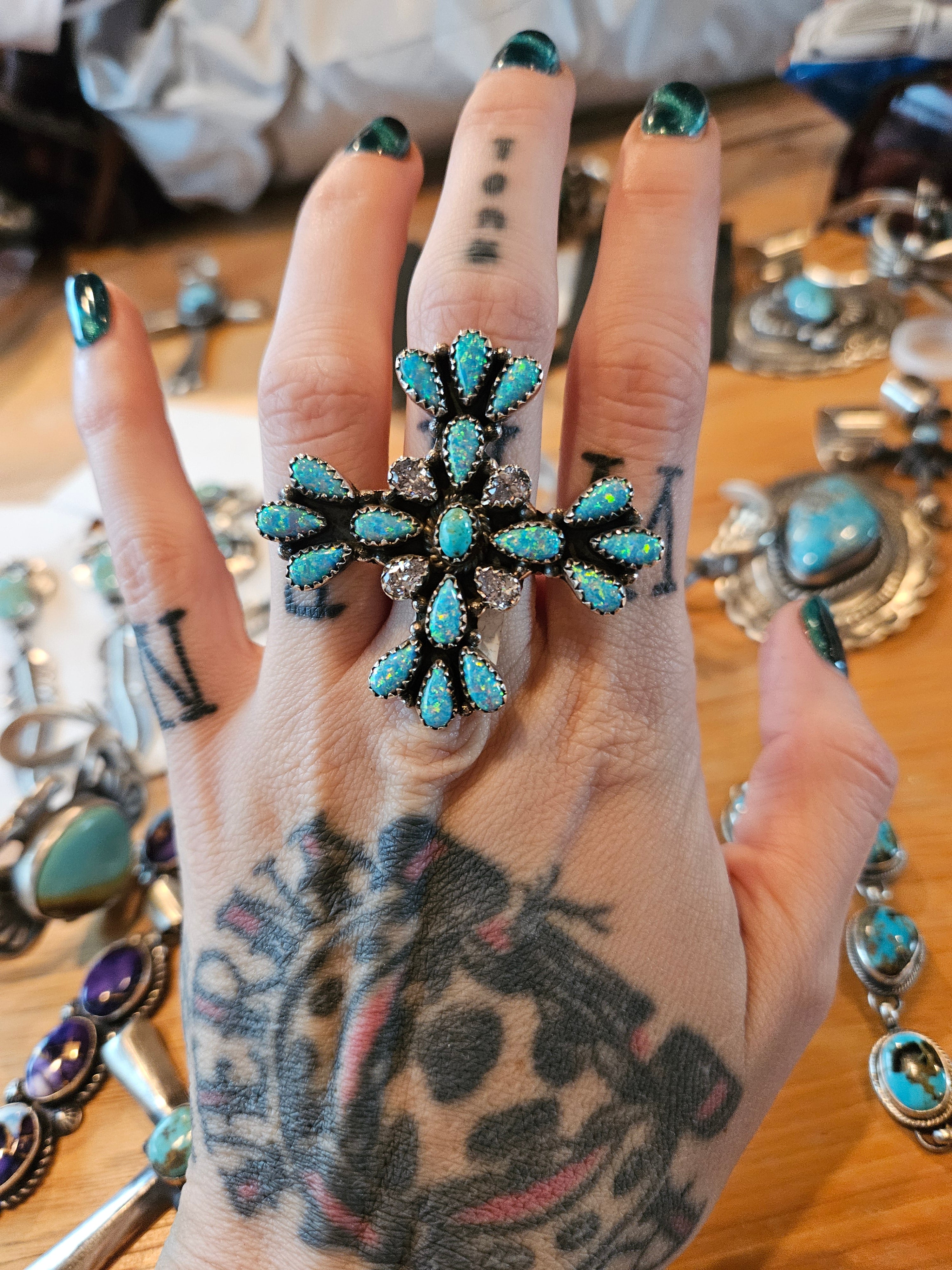 Opal 4 Directions Ring