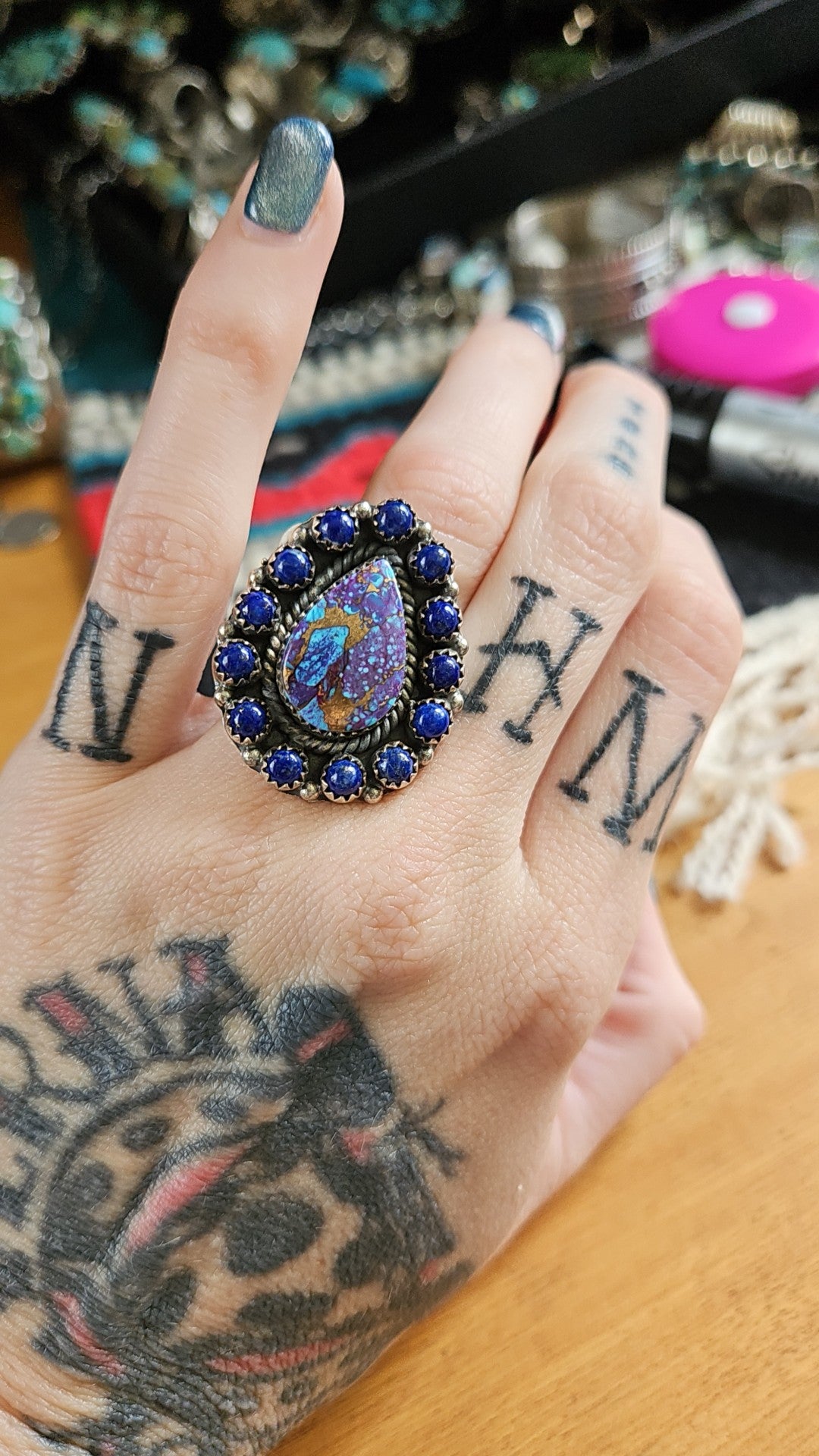 Purple Mojave and Lapis Ring