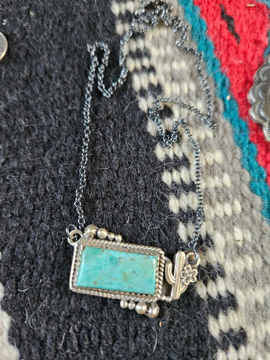 Turquoise Cactus Bar Necklace