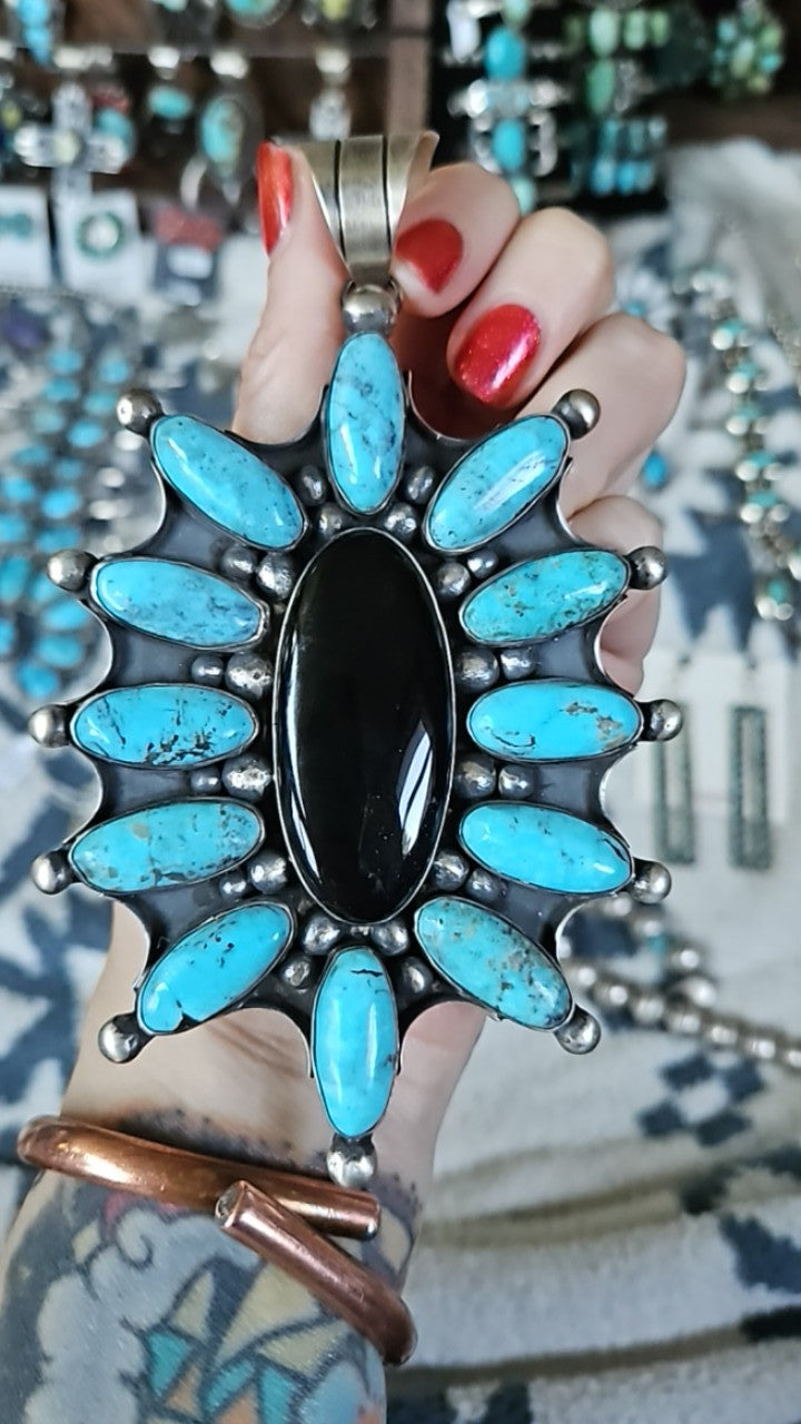 Huge Turquoise Onyx Chimney Butte Pendant SALE