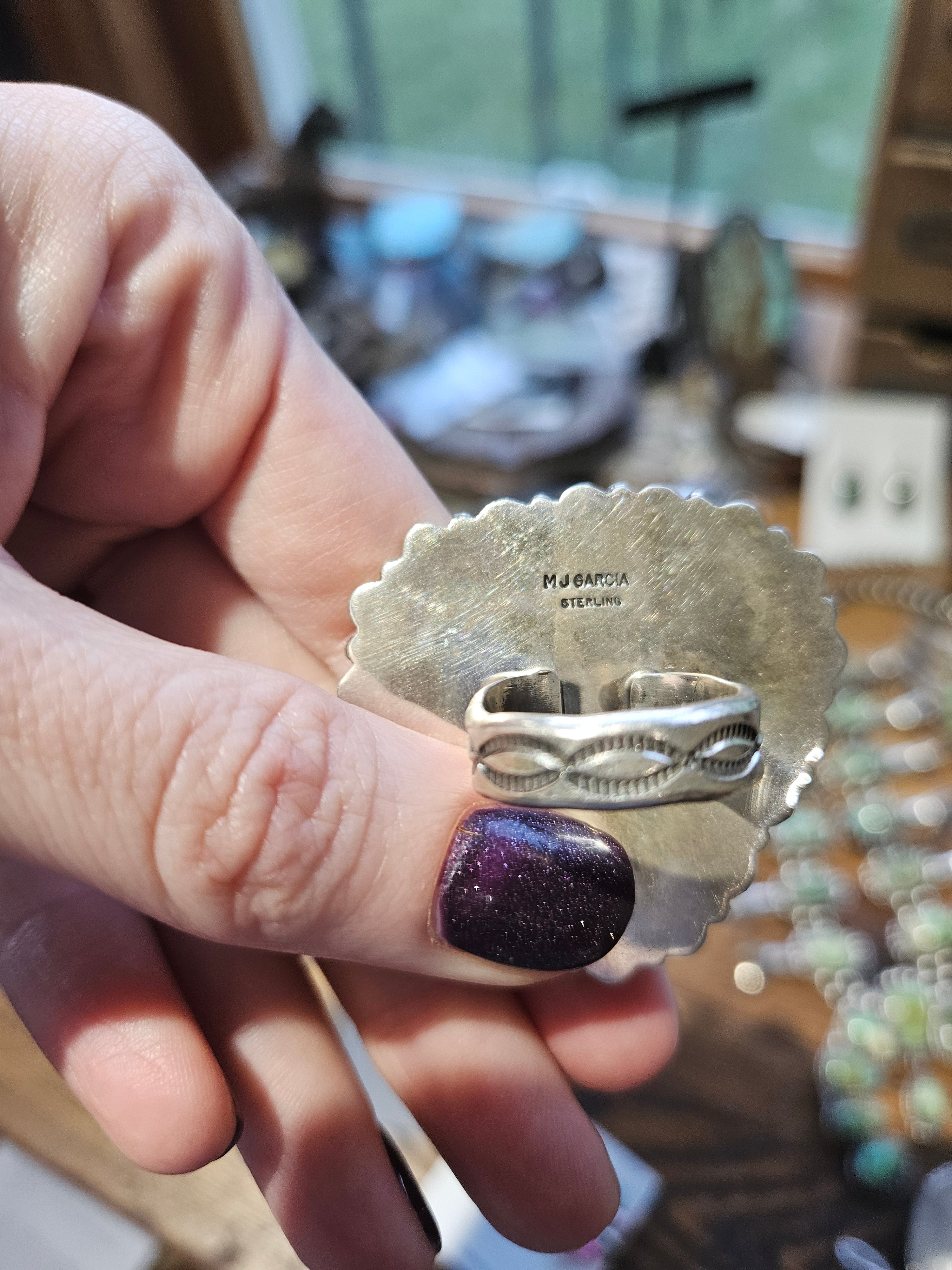 Onyx and Amber Cluster Ring SALE