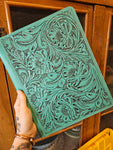Turquoise Leather Tooled Note Pad Cover