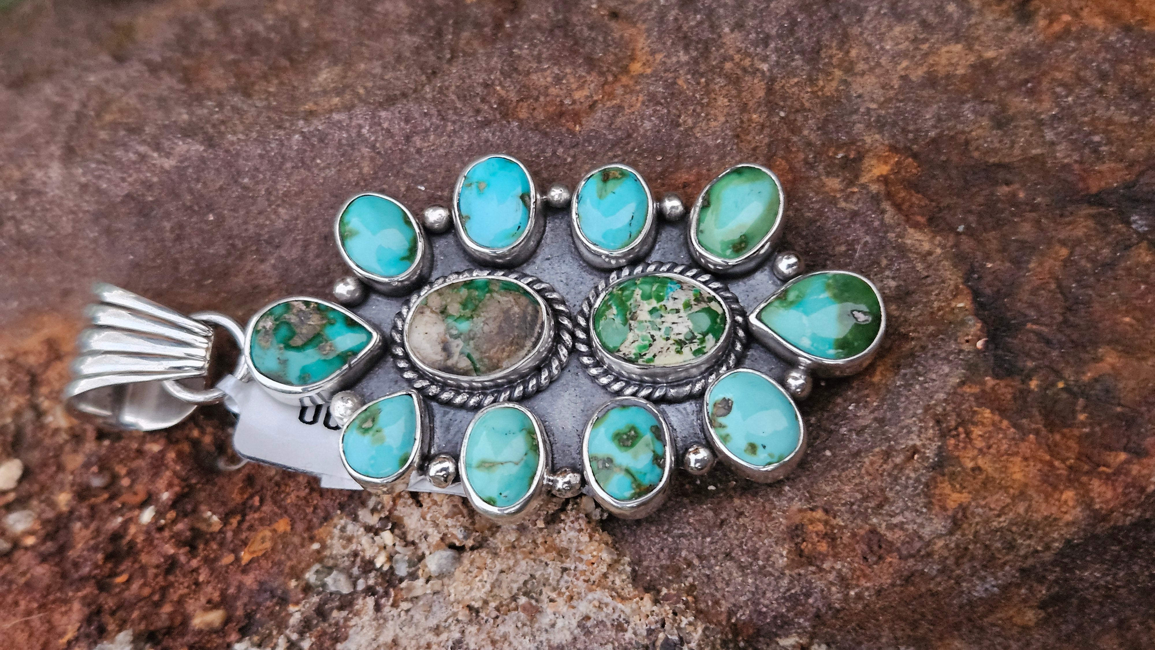 Pretty Sonoran Gold Turquoise Cluster Pendant