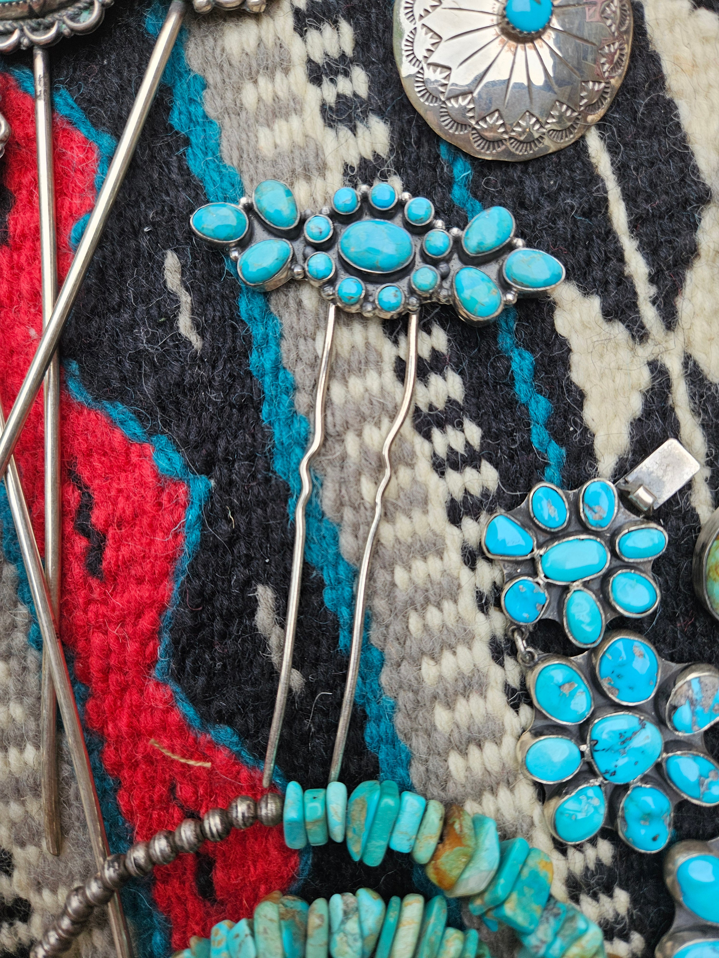 Turquoise Cluster Hat/Hair Pin Fork