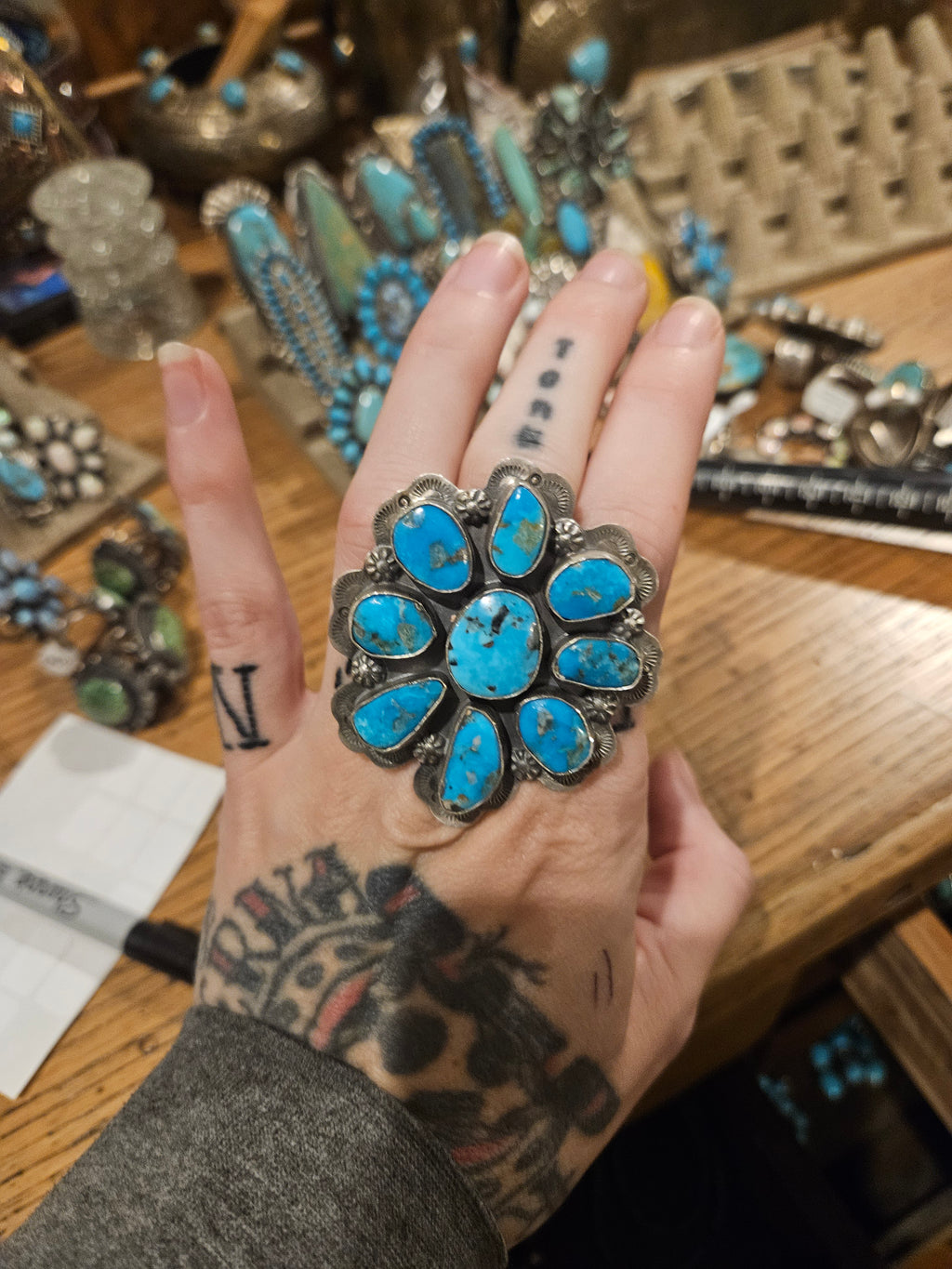 Turquoise Cluster Statement Ring