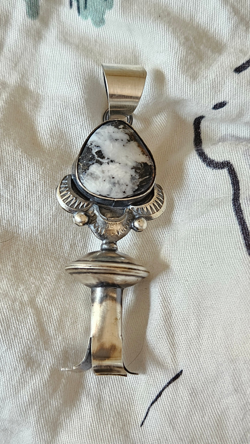 White Buffalo Squash Blossom Pendant SALE