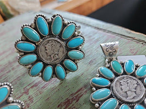 Turquoise Liberty Dime Set