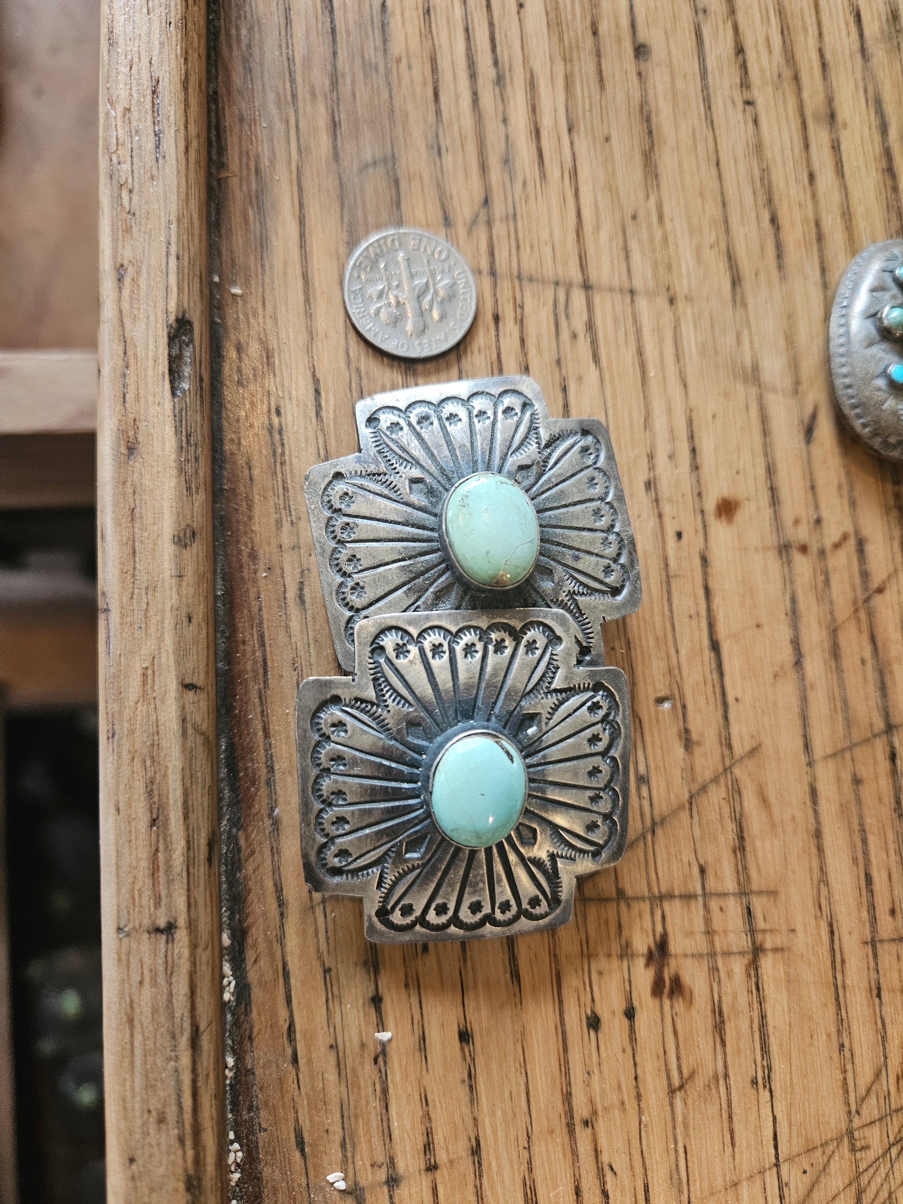 Sterling Cross Conchos Pair