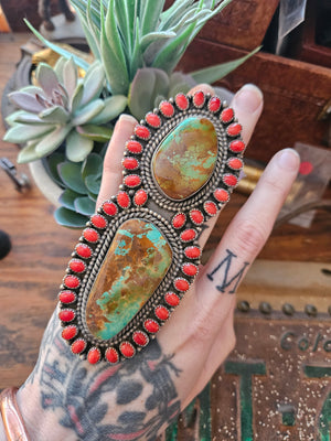 HUGE Royston and Coral Statement Ring