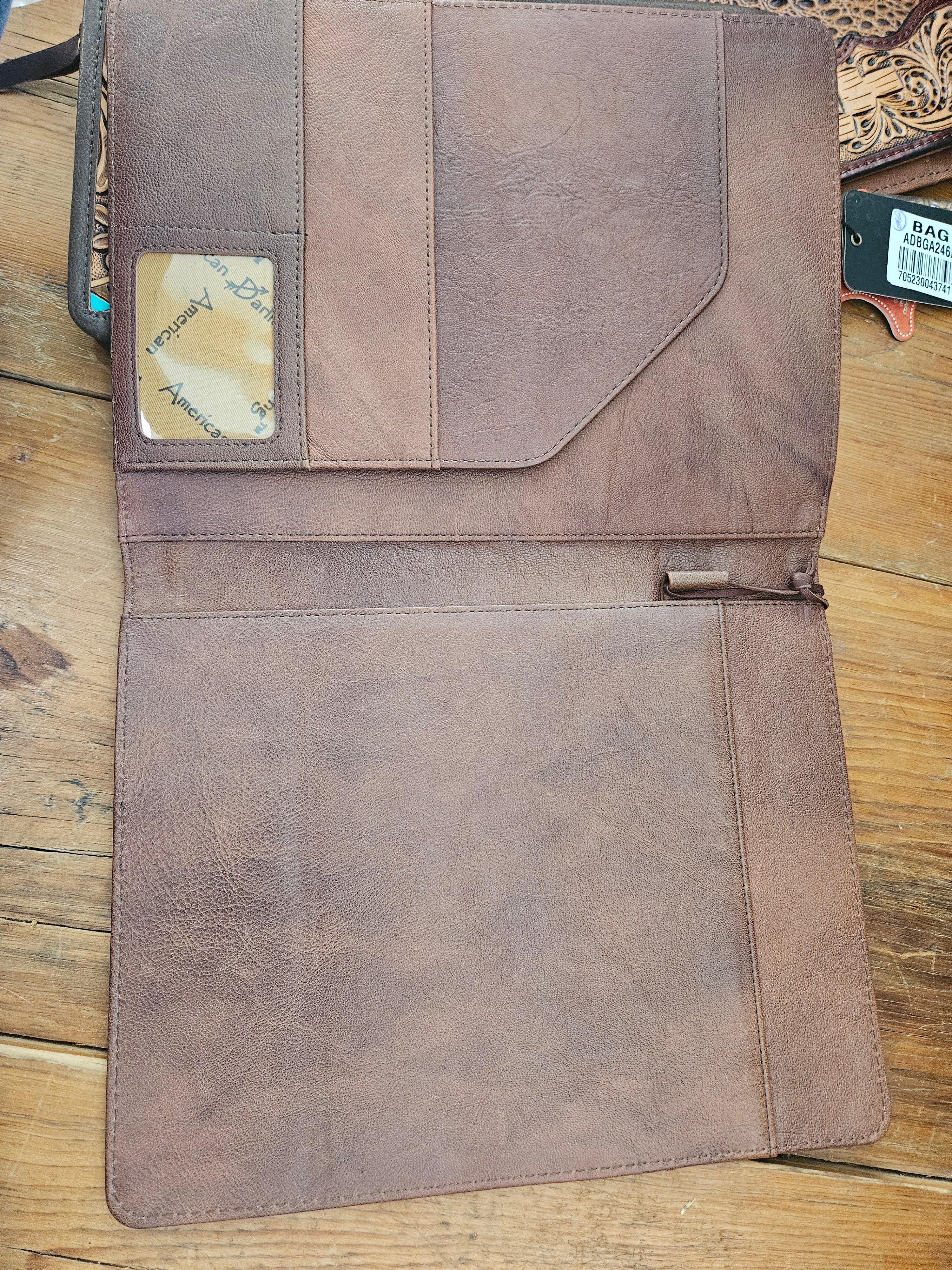 Tooled Pink Floral Leather Note Pad Holder Portfolio