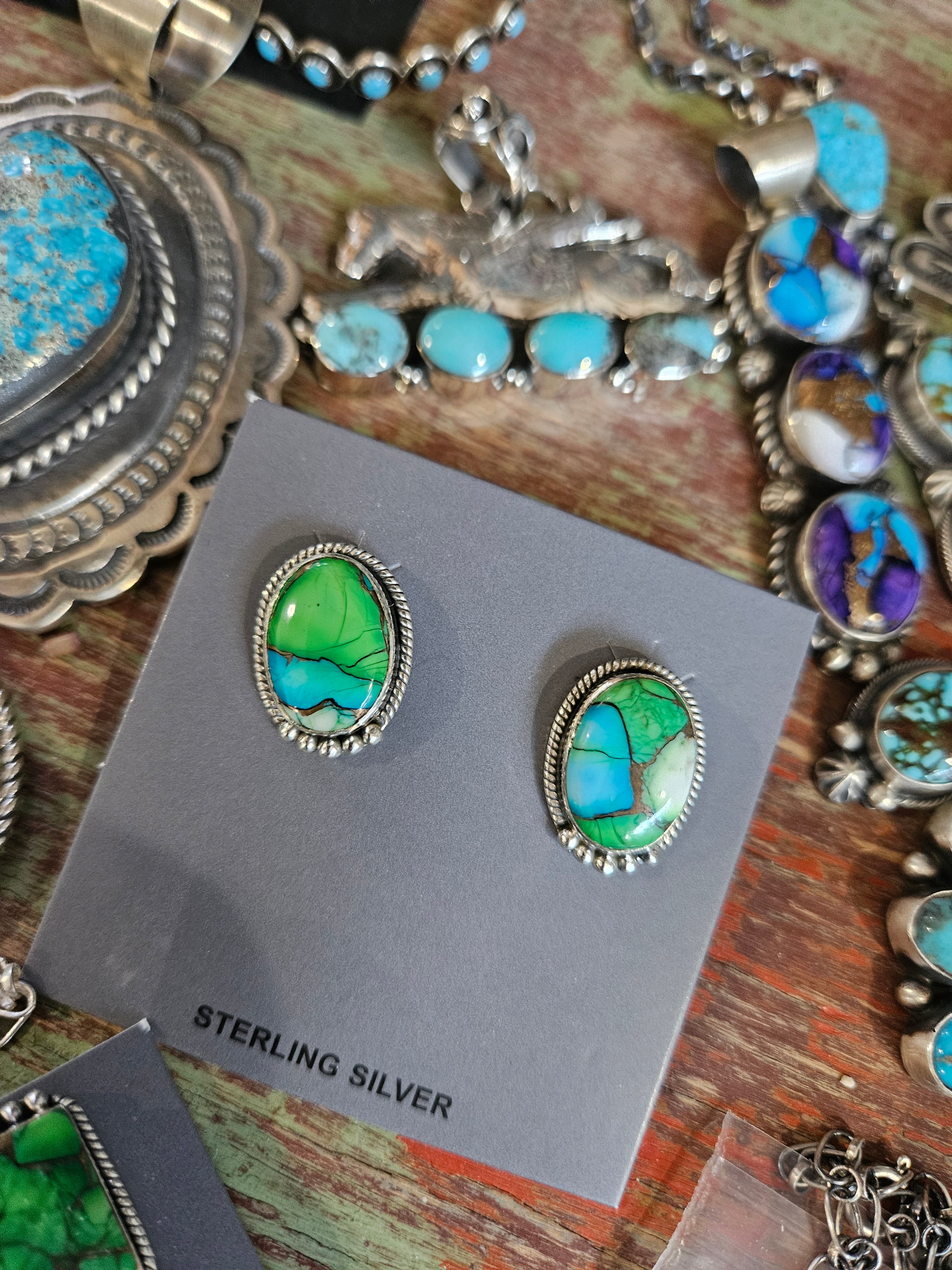 Peacock Post Stud Earrings