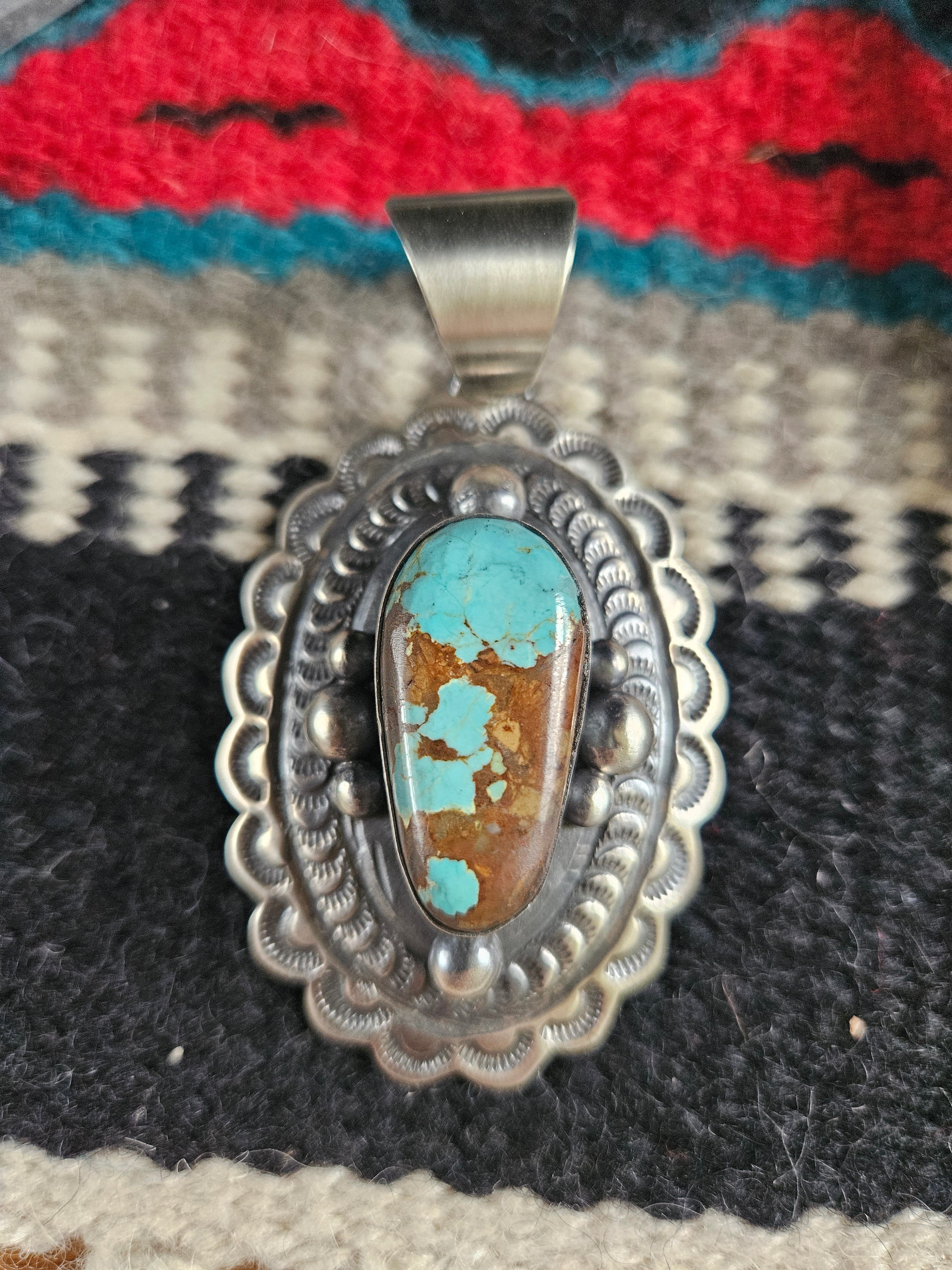 Number 8 Turquoise Concho Pendant SALE