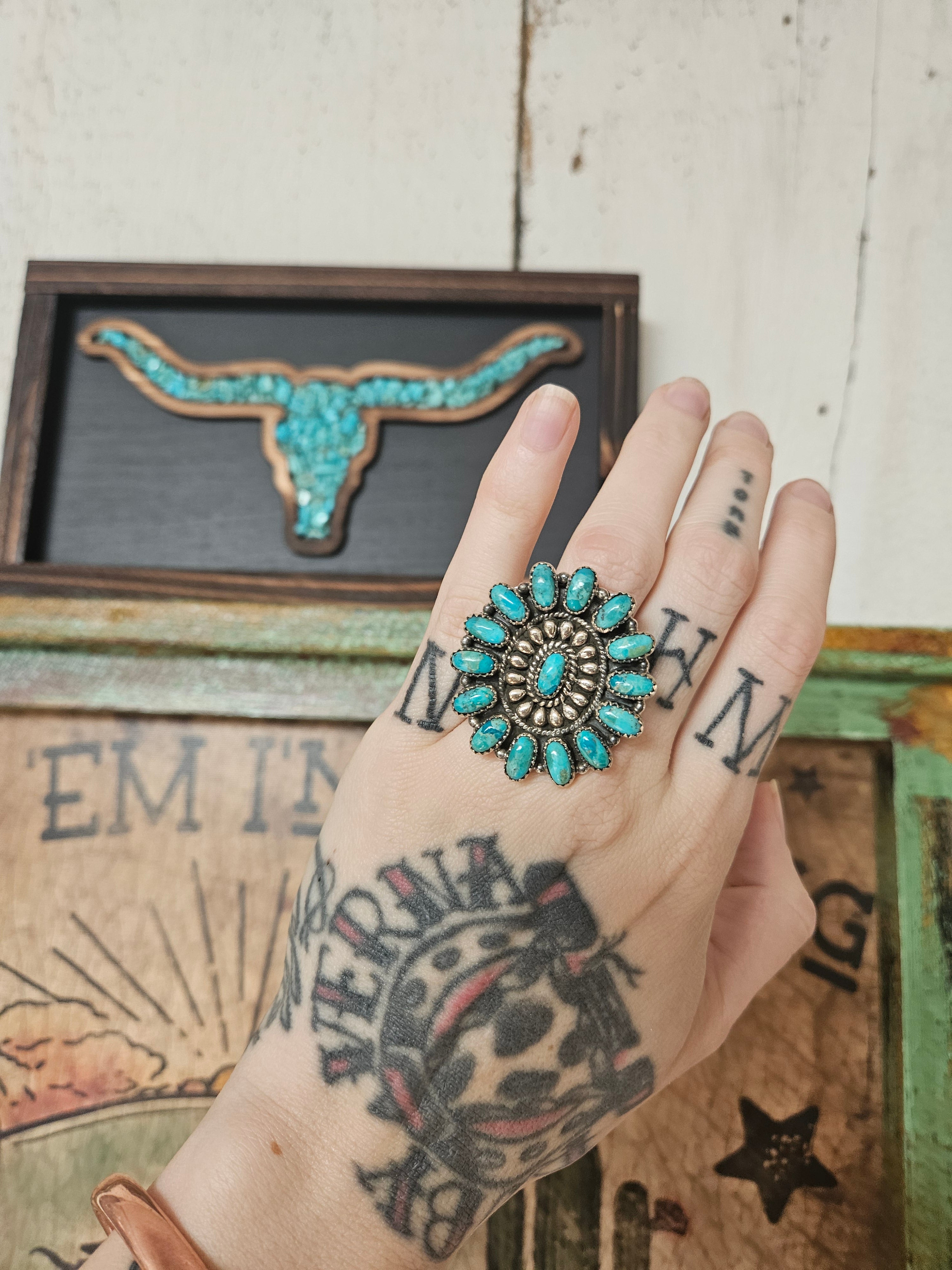 Kingman Turquoise Concho Ring