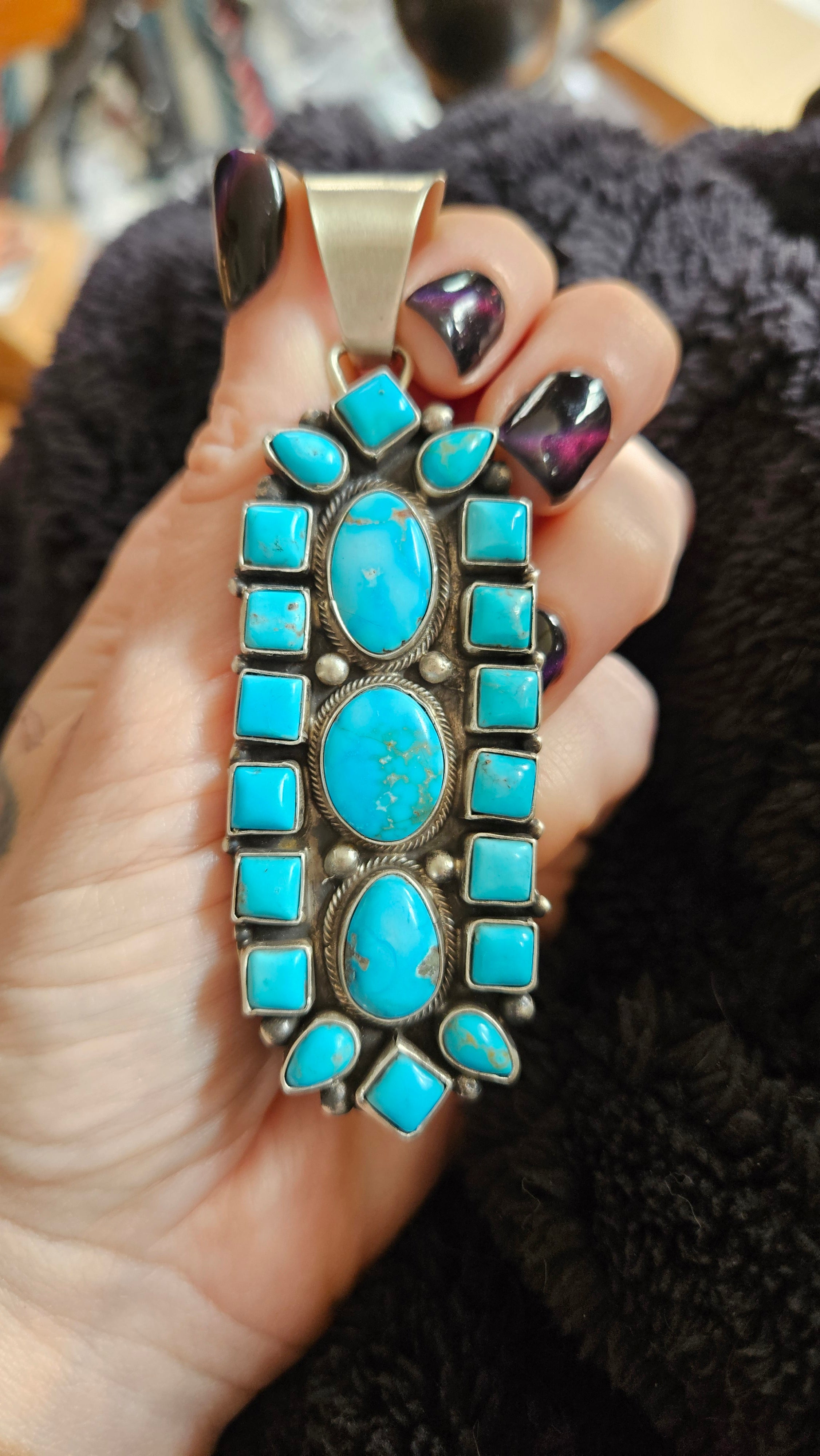 Big Kingman Turquoise Cluster Pendant