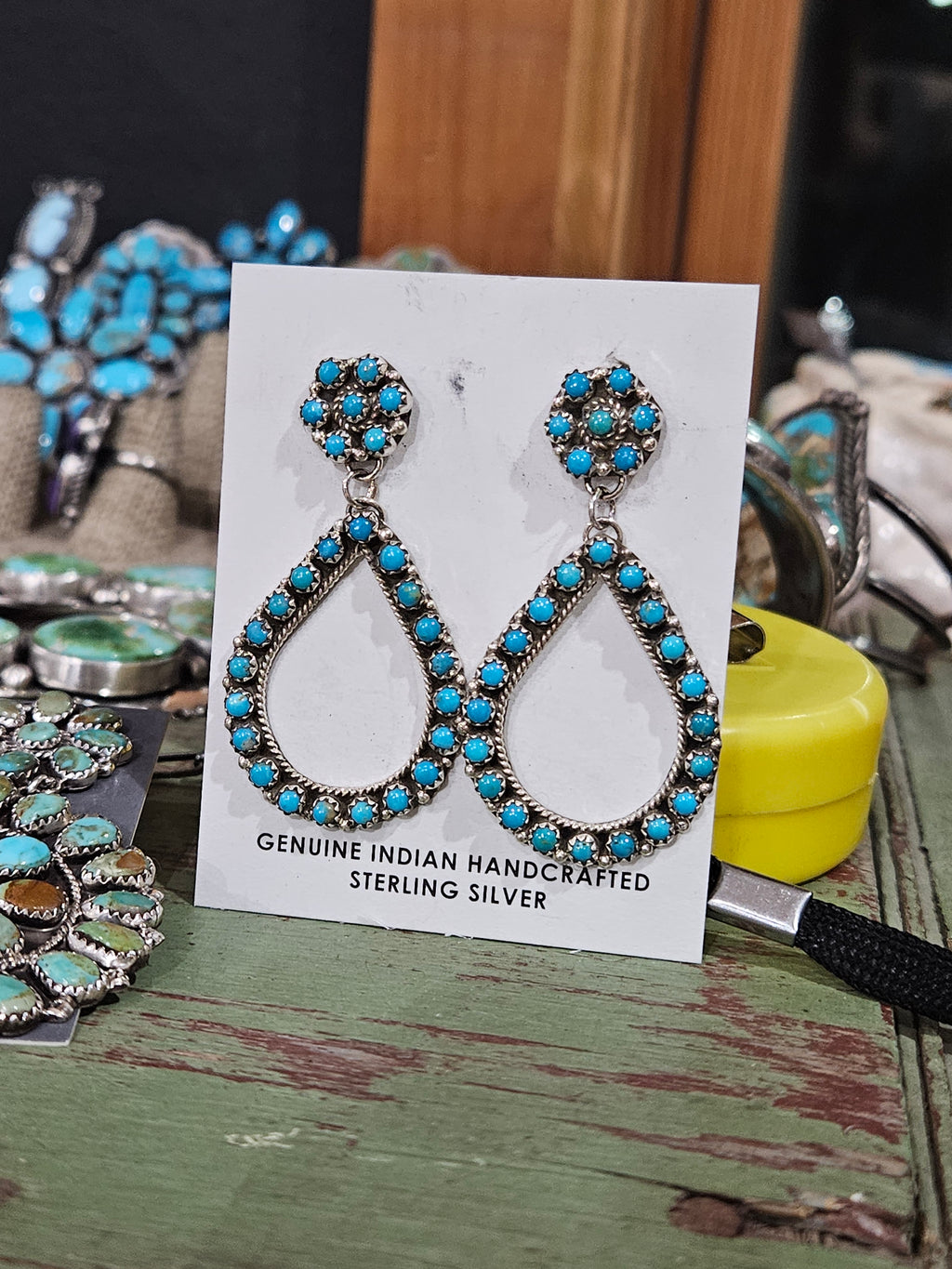 Turquoise Tear Drop Hoops