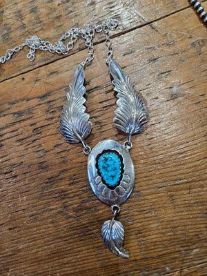 Turquoise Feather Necklace SALE