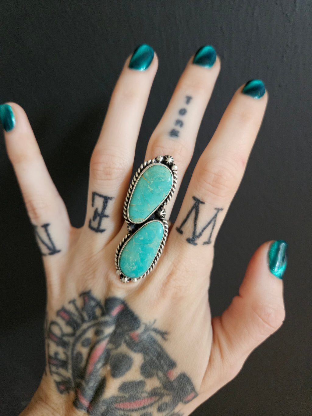 Double Turquoise Statement Ring
