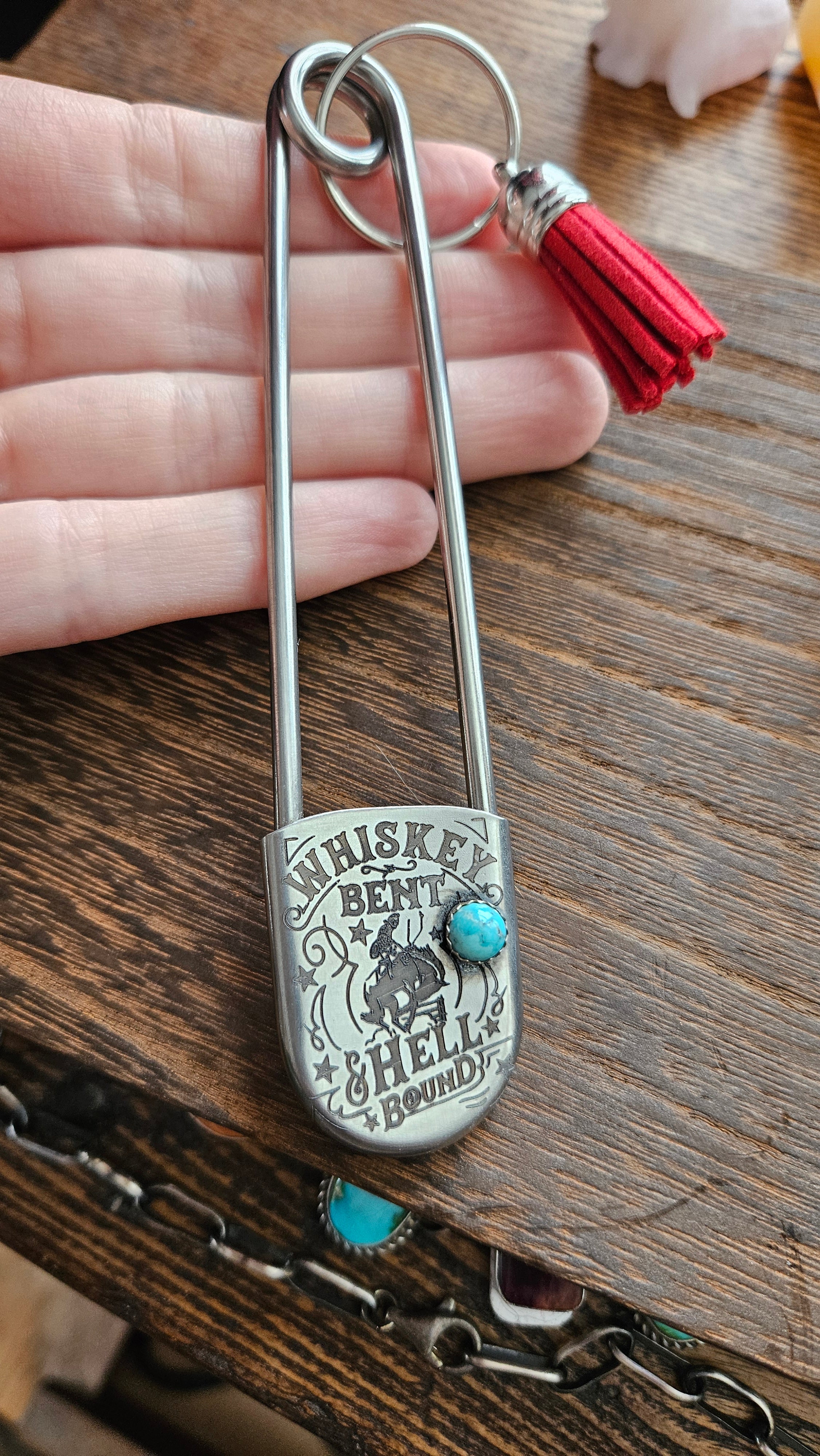 Whiskey Bent & Hellbound Cowboy Safety Pin – Backwoods Barbie Couture
