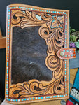 Tooled Leather Cowhide Planner or Bible Cover
