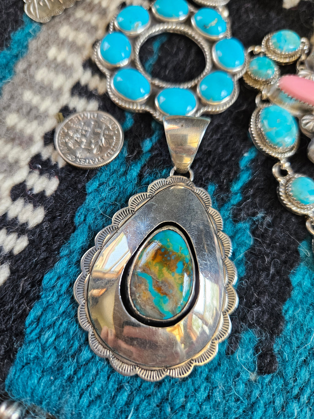Vintage Turquoise Concho Pendant
