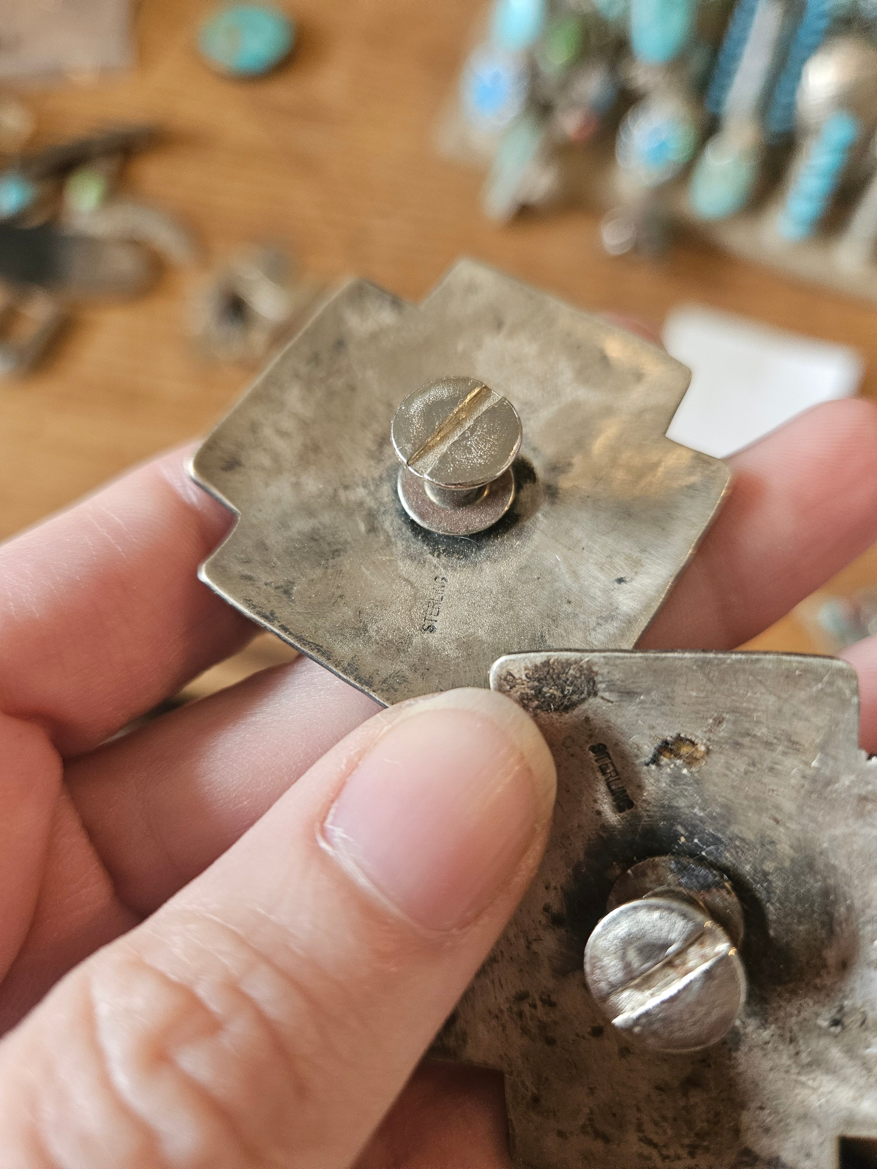 Sterling Cross Conchos Pair