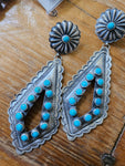 Turquoise Concho Statement Earrings