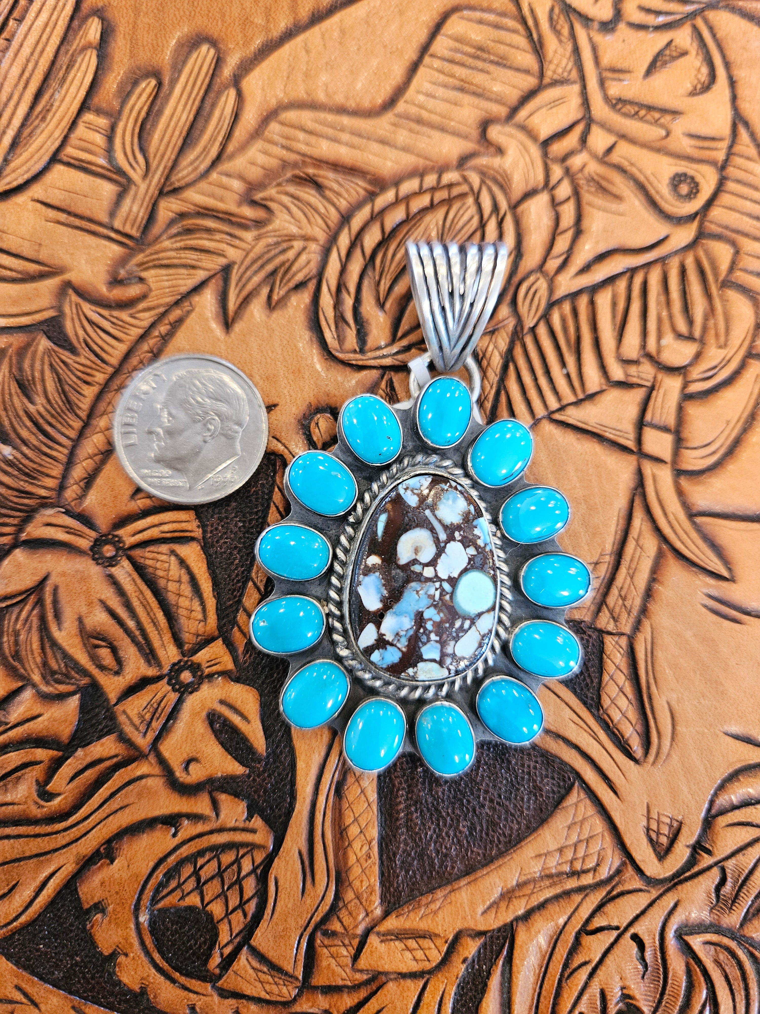 Golden Hills Turquoise Cluster Pendant