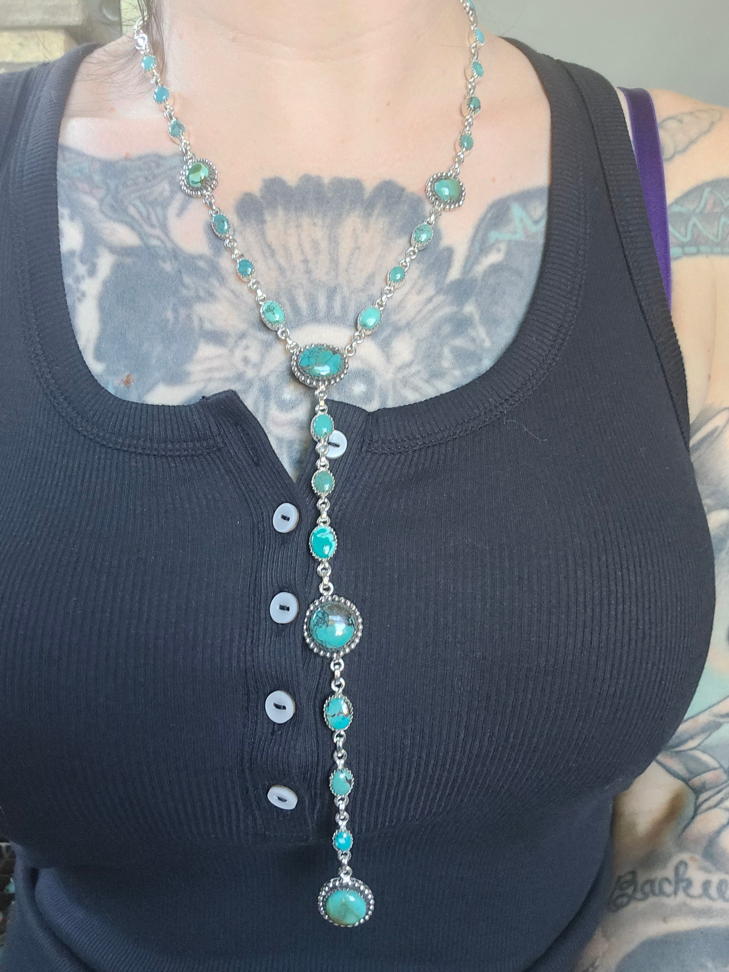 Long Turquoise Lariat Necklace SALE