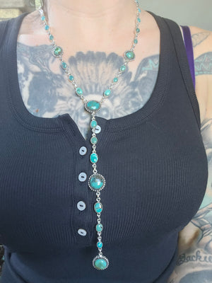 Long Turquoise Lariat Necklace SALE