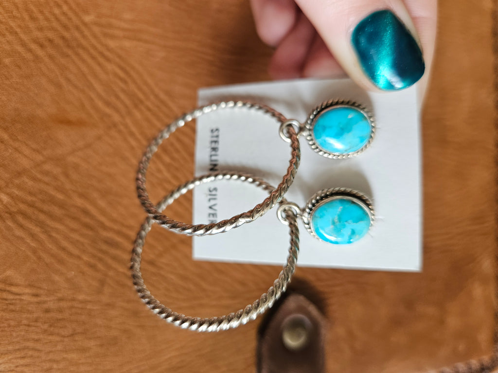 Kingman Turquoise Hoop Earrings