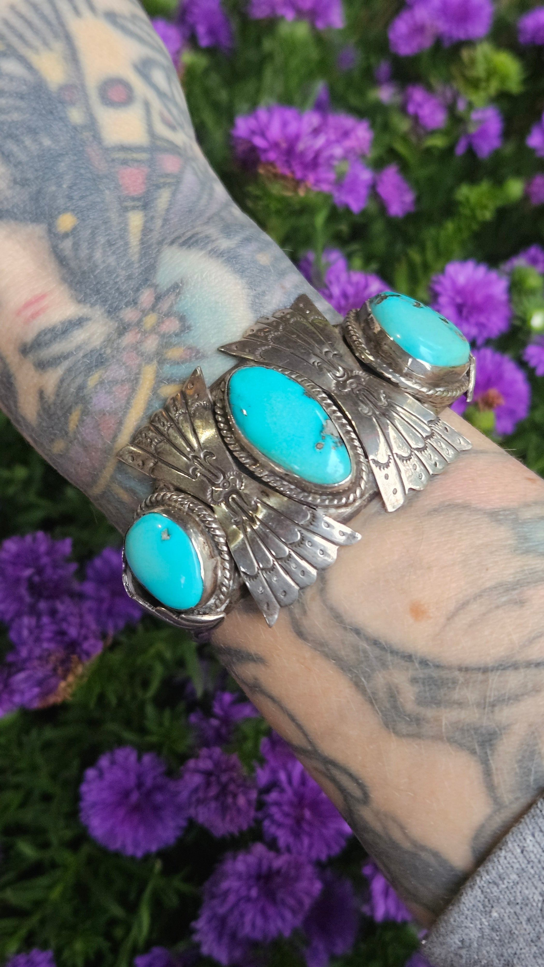 Vintage Turquoise Concho Cuff