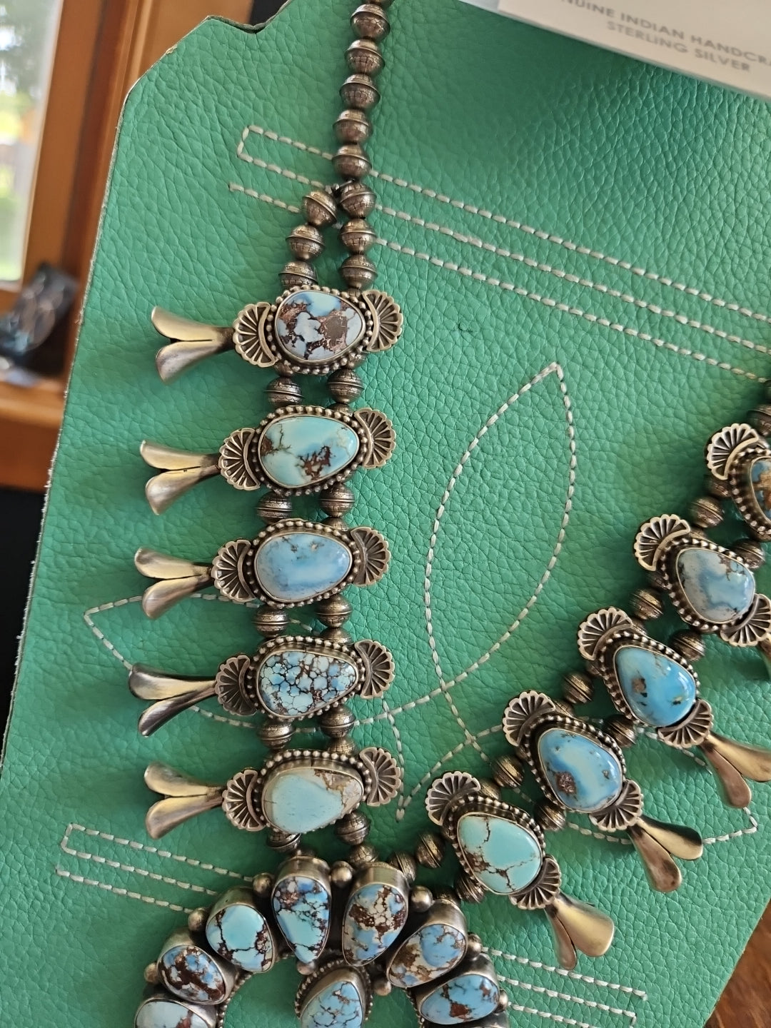 Gorgeous Golden Hills Turquoise Squash Blossom Heirloom Necklace Set SALE