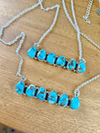 Ice Blue Dahlia Bar Necklace