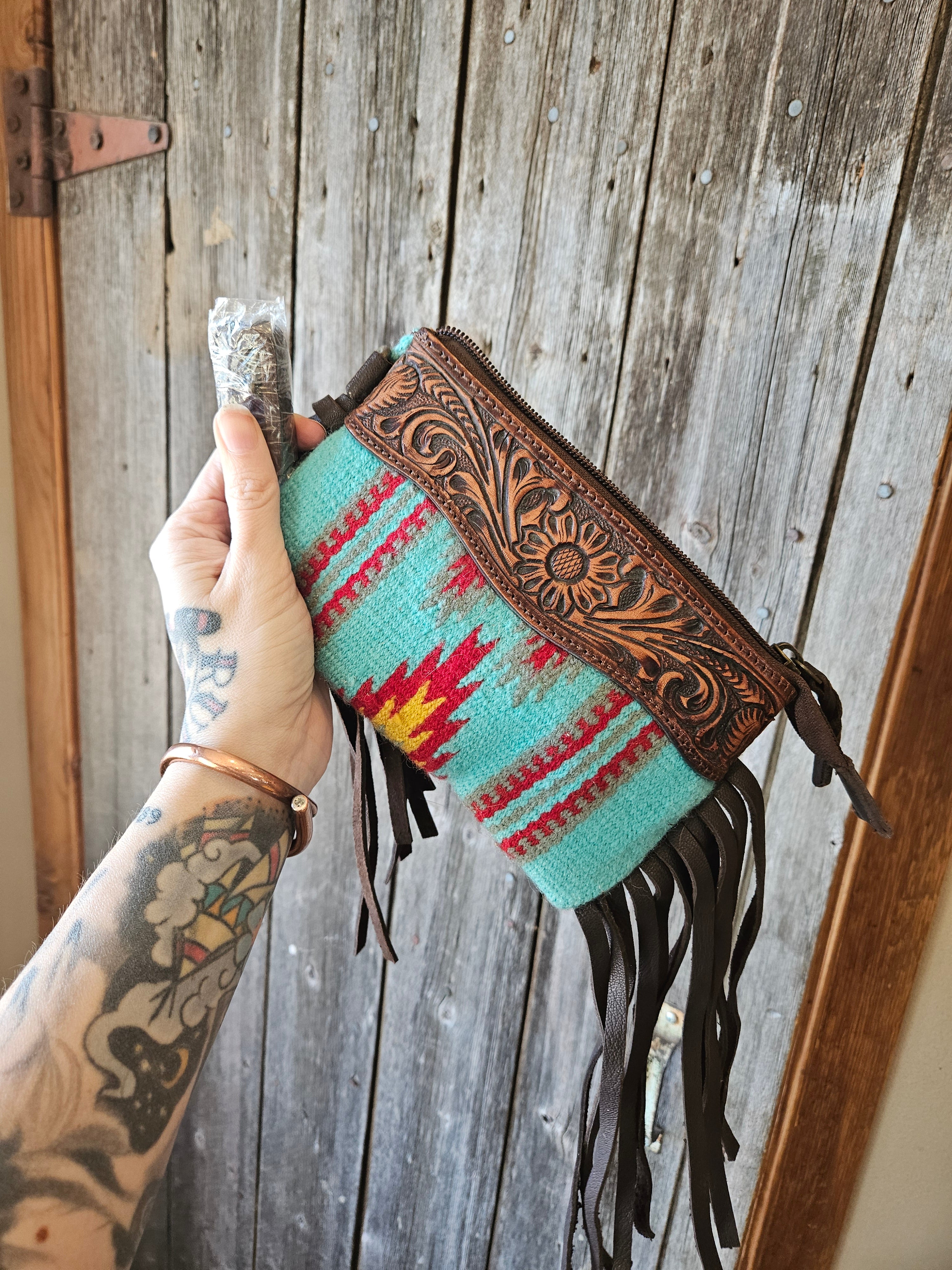 Saddle Blanket Clutch w Removable Strap SALE