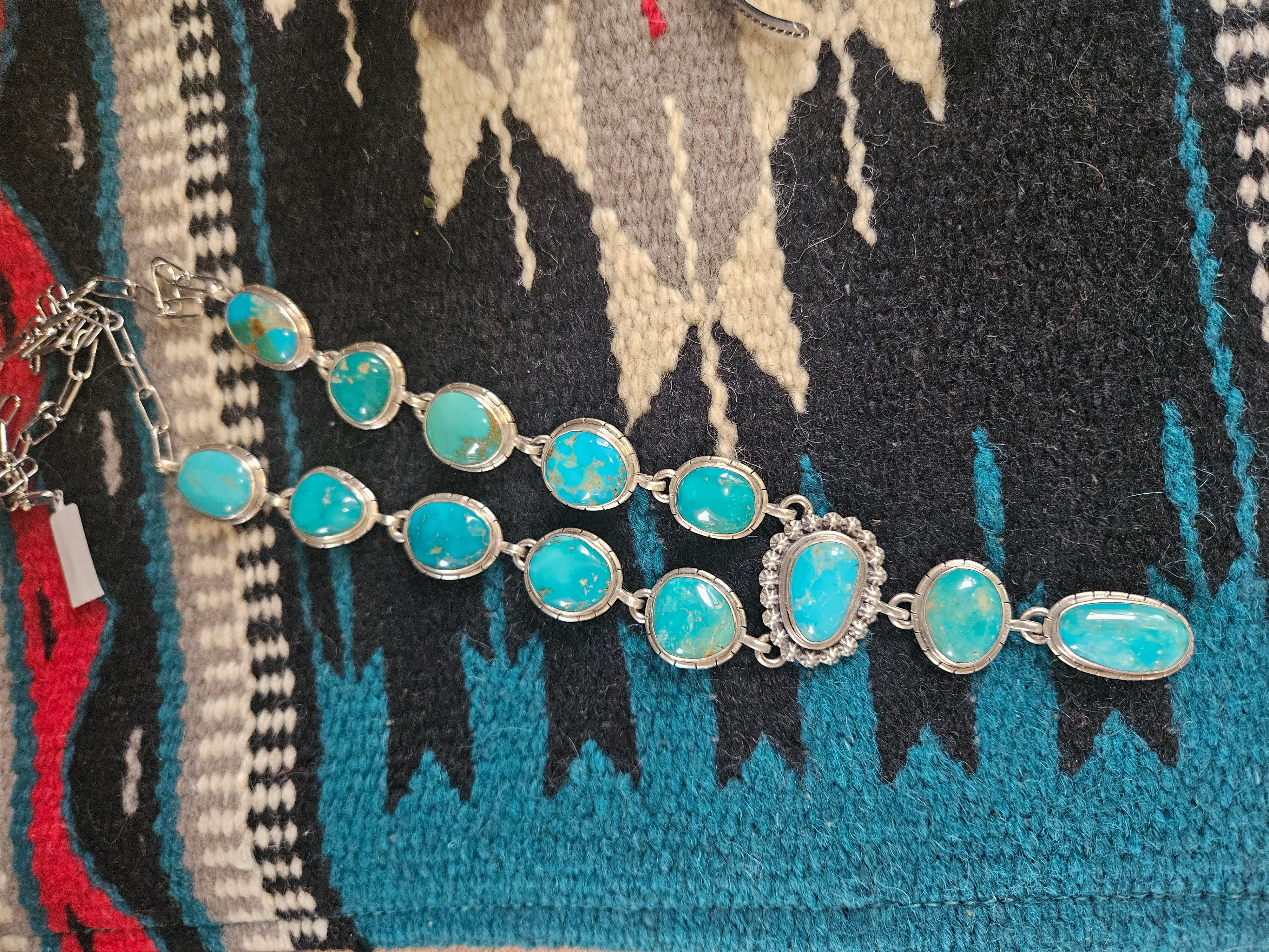 Sleeping Beauty Turquoise Lariat Necklace