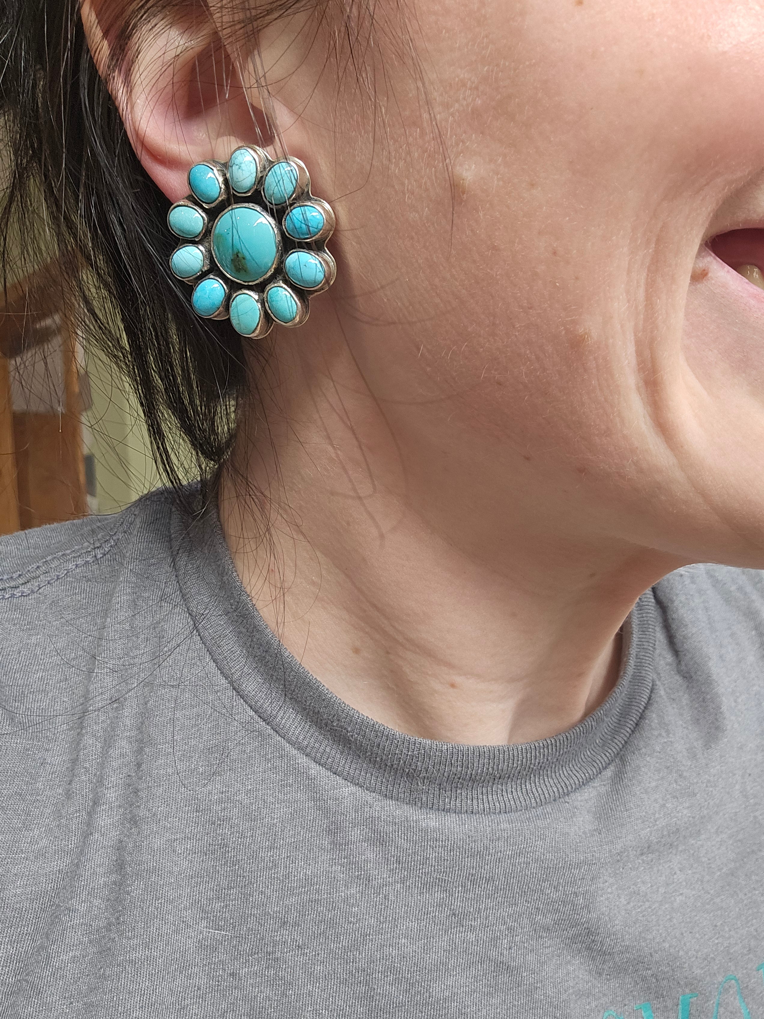 Federico Turquoise Statement Cluster Earrings Huge