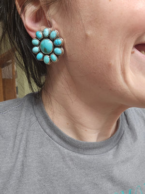Federico Turquoise Statement Cluster Earrings Huge