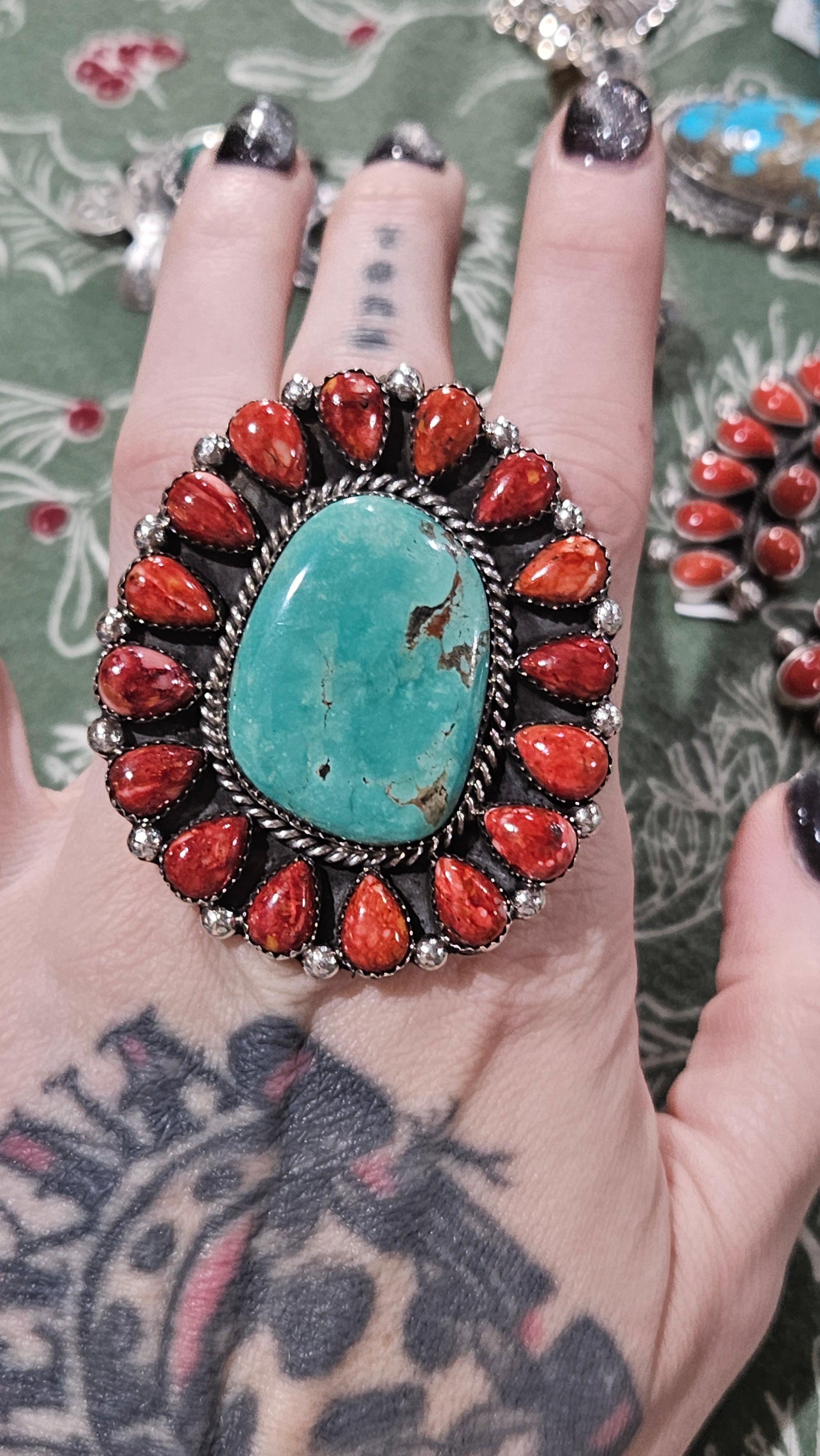 BIG Turquoise & Spiny Statement Ring