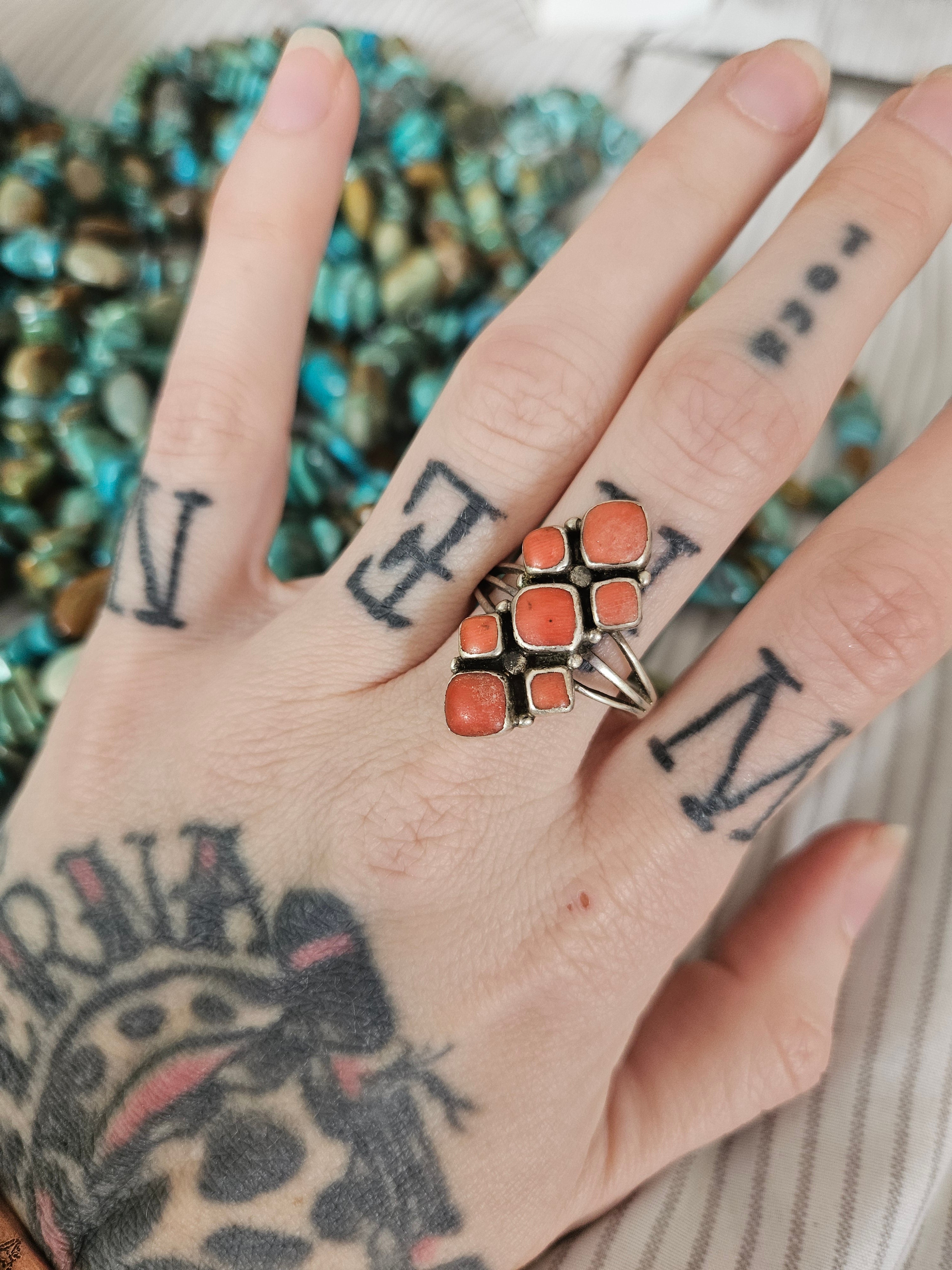 Vintage Coral Ring Size 10.5
