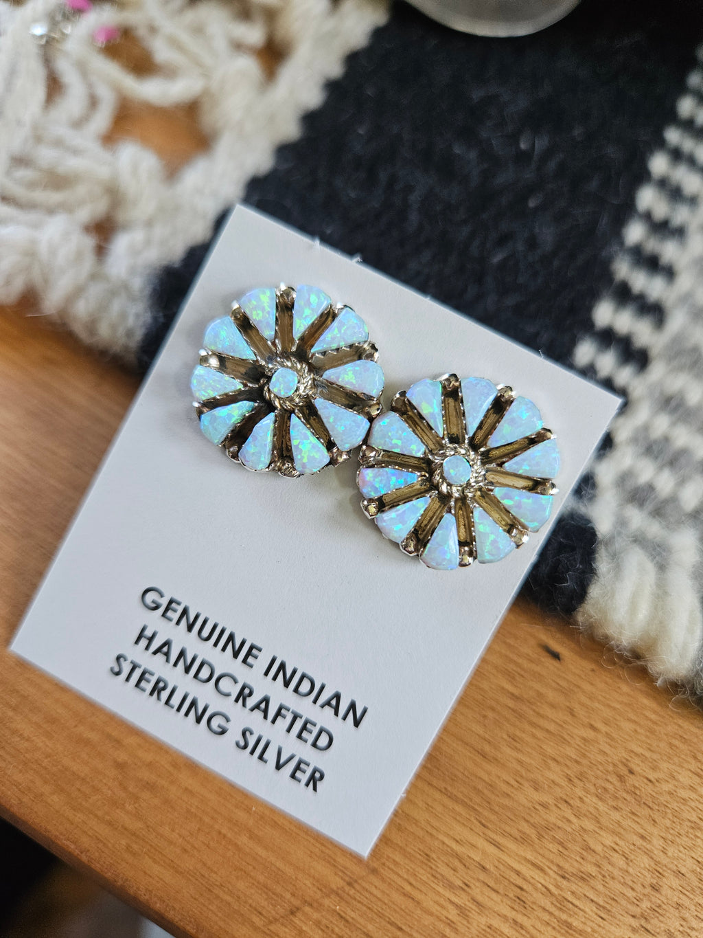 White Opal Cluster Earrings