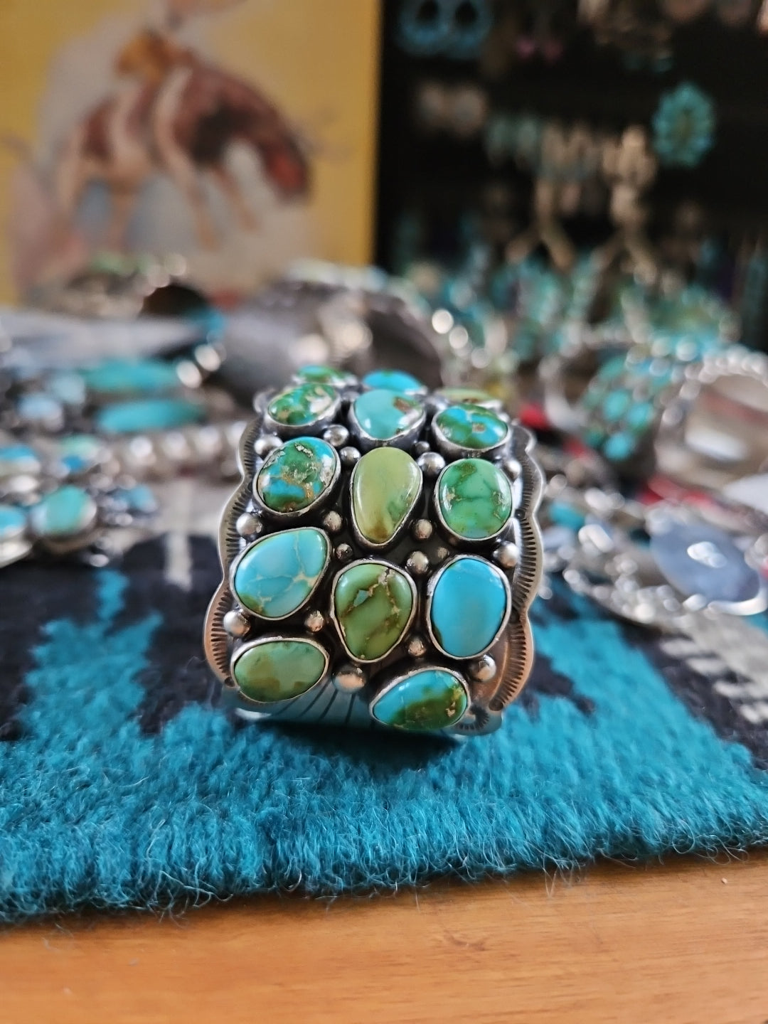 Sonoran Gold Turquoise Cluster Statement Cuff SALE