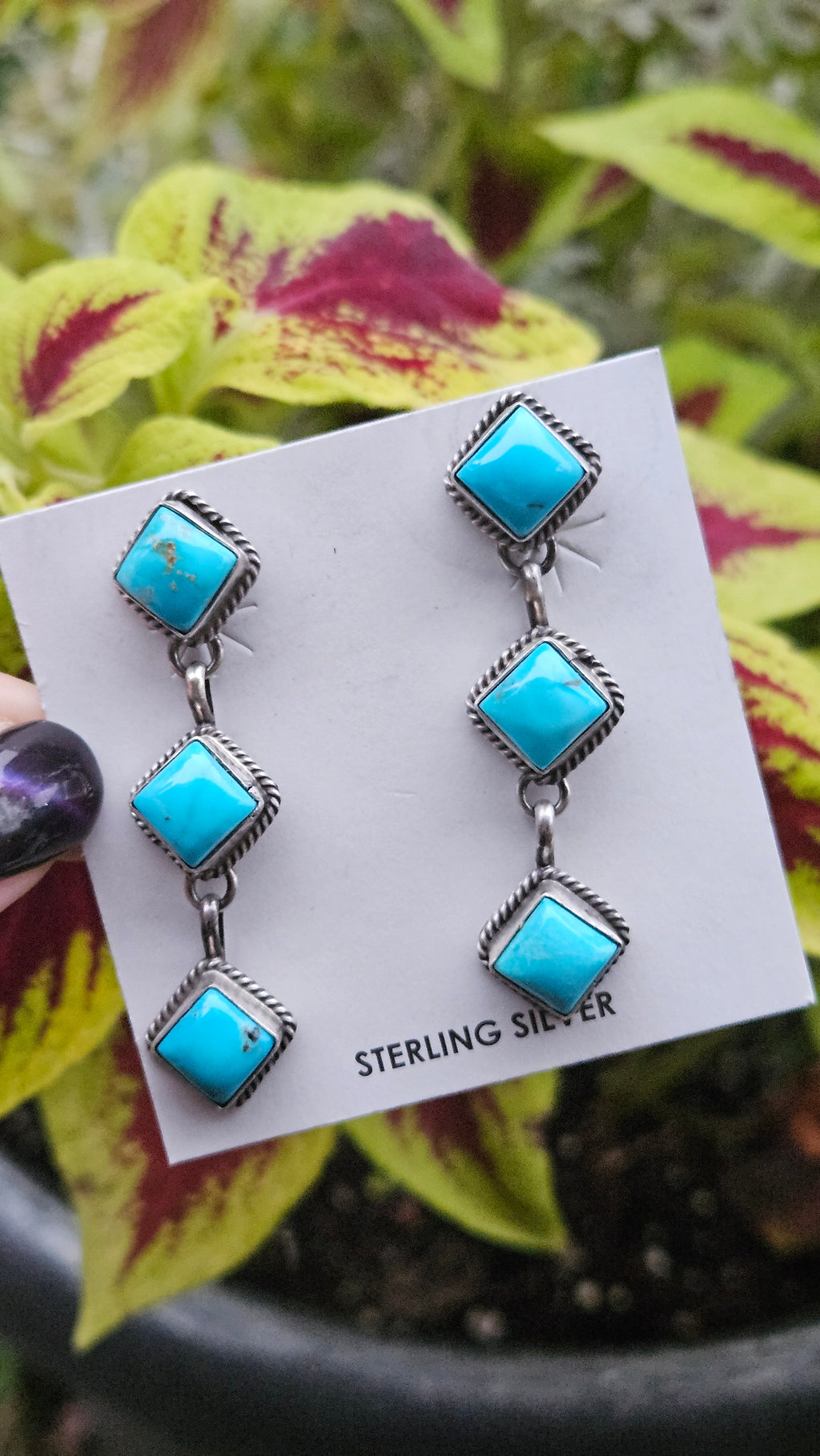 Turquoise Diamond Dangle Earrings SALE