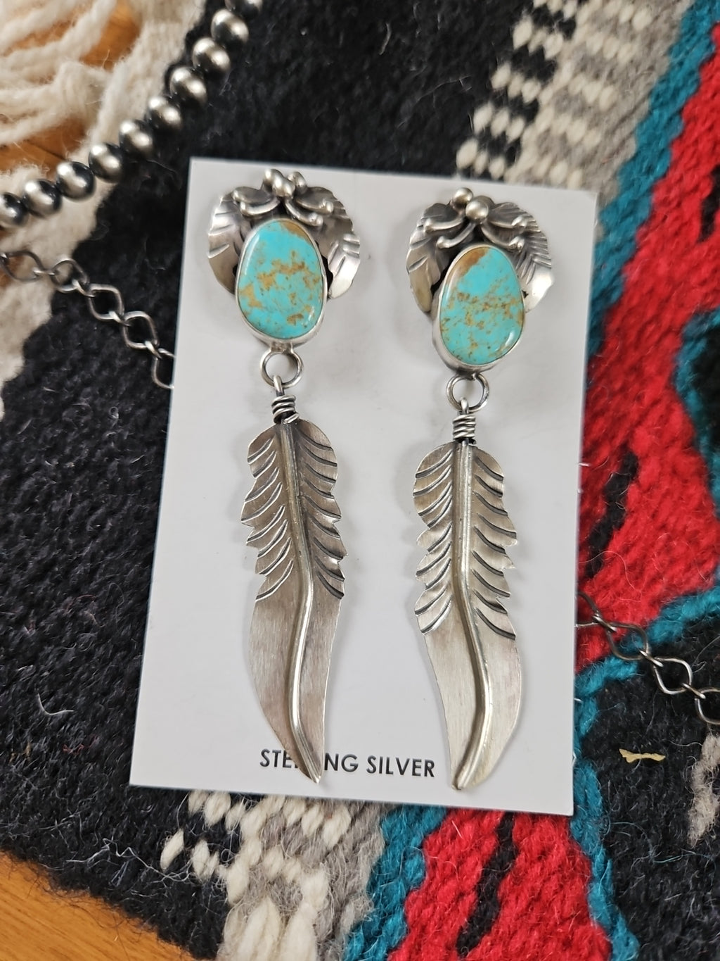 Turquoise Feather Statement Earrings